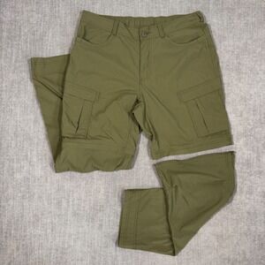 REI Co-op Convertible Hiking Pants 38x32 Green Zip Off Cargo Nylon